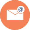 • A circle icon with an envelope on it with an at sign representing email.